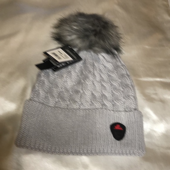 Pajar Ventura Cable Knit Cuffed Hat Color Silver With Pom Pom OS NWT - Picture 3 of 13